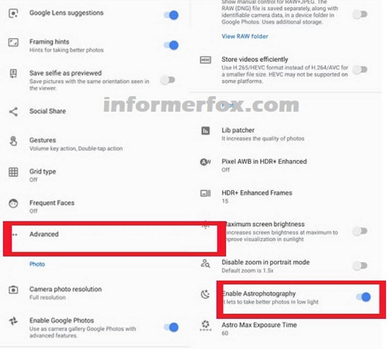 Samsung Galaxy M10 enable astrophotography in gcam